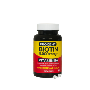Progent Biotin 5,000 mcg with Vitamin B6 – Hair / Skin / Nail Health – 90 Capsules