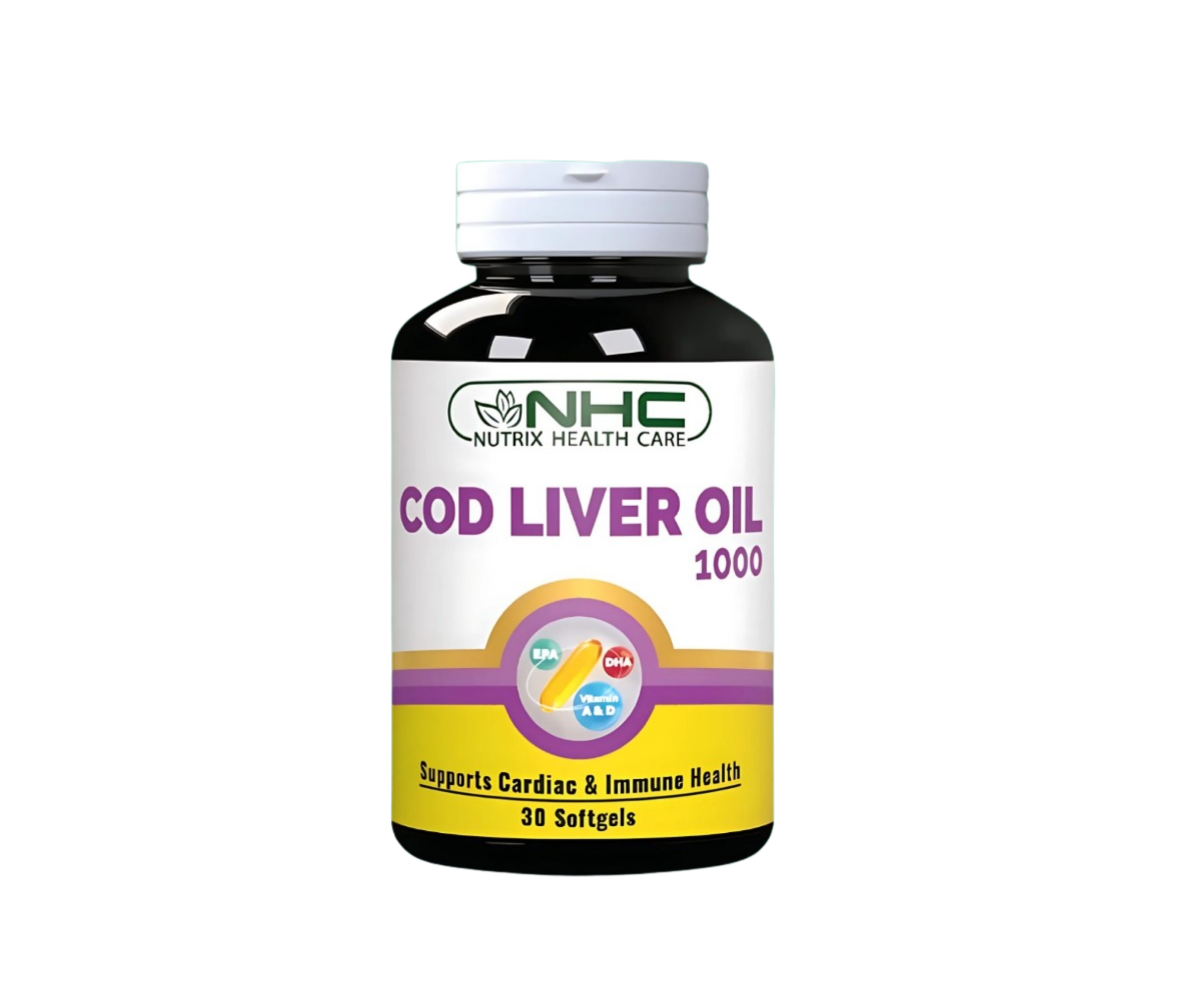 NHC Cod Liver Oil 1000 mg – Supports Cardiac & Immune Health (30 Softgels)