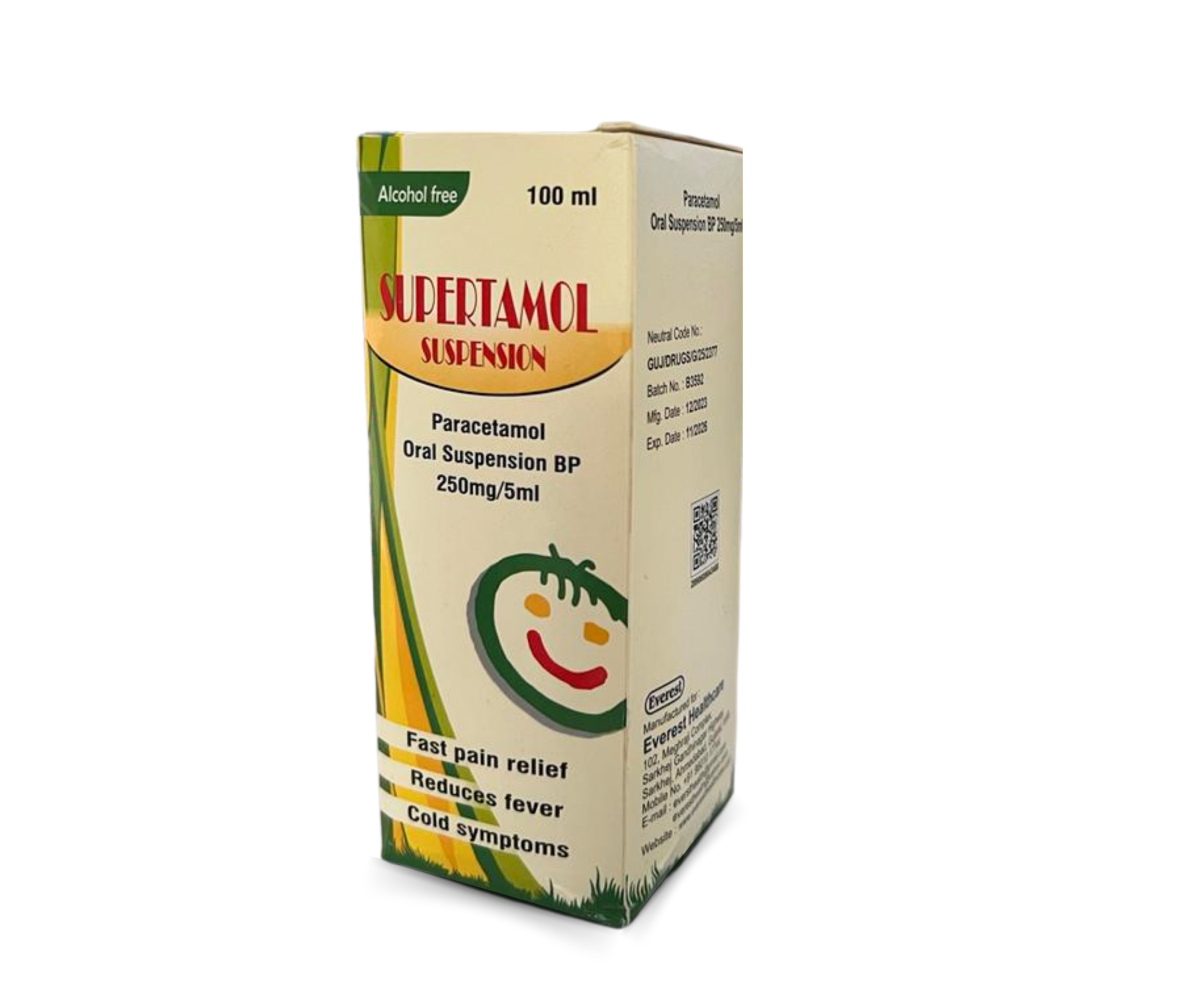 Supertamol Suspension – Paracetamol Oral Suspension BP (250 mg/5 ml)